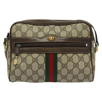 GUCCI GG Supreme Web Sherry Line Shoulder Bag PVC Beige Gold Auth 137441 - 0