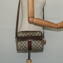 GUCCI GG Supreme Web Sherry Line Shoulder Bag PVC Beige Gold Auth 137441-21