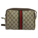 GUCCI GG Supreme Web Sherry Line Shoulder Bag PVC Beige Gold Auth 137441-3