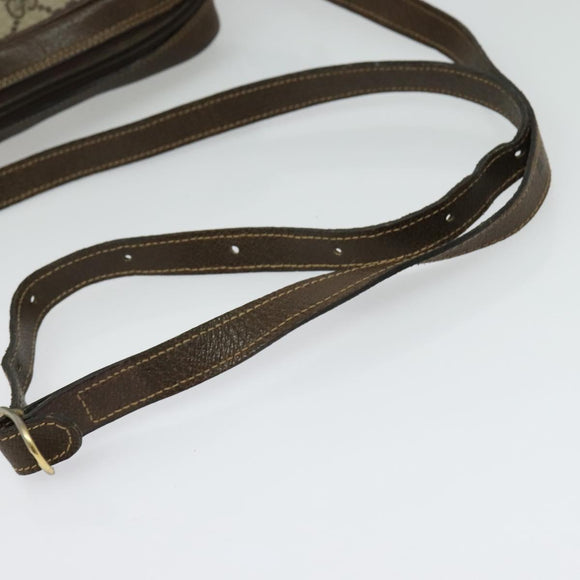 GUCCI GG Supreme Web Sherry Line Shoulder Bag PVC Beige Gold Auth 137441