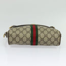 GUCCI GG Supreme Web Sherry Line Shoulder Bag PVC Beige Gold Auth 137441-9