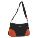 PRADA Shoulder Bag Nylon Leather Black Silver Auth 137443-1