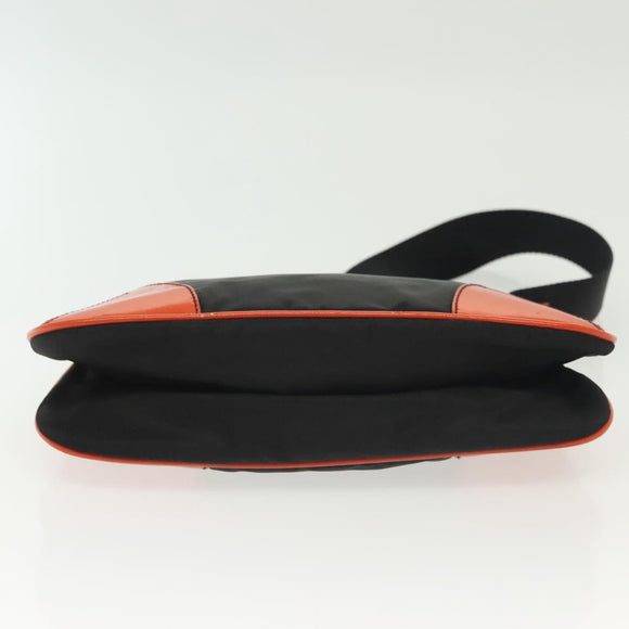 PRADA Shoulder Bag Nylon Leather Black Silver Auth 137443