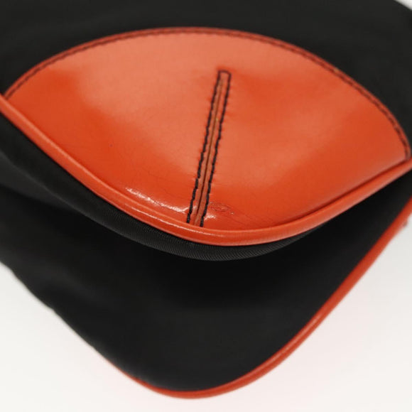 PRADA Shoulder Bag Nylon Leather Black Silver Auth 137443