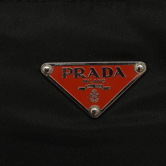 PRADA Shoulder Bag Nylon Leather Black Silver Auth 137443