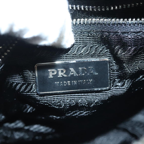 PRADA Shoulder Bag Nylon Leather Black Silver Auth 137443