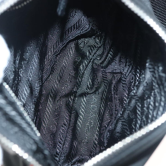 PRADA Shoulder Bag Nylon Leather Black Silver Auth 137443