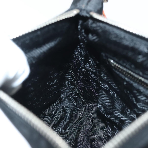 PRADA Shoulder Bag Nylon Leather Black Silver Auth 137443