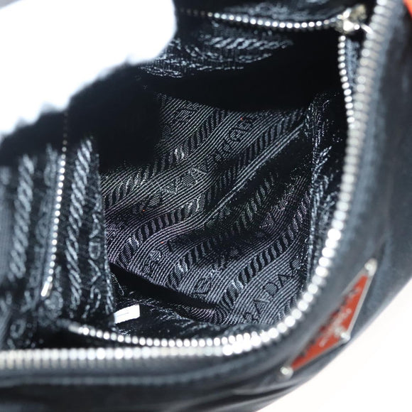 PRADA Shoulder Bag Nylon Leather Black Silver Auth 137443