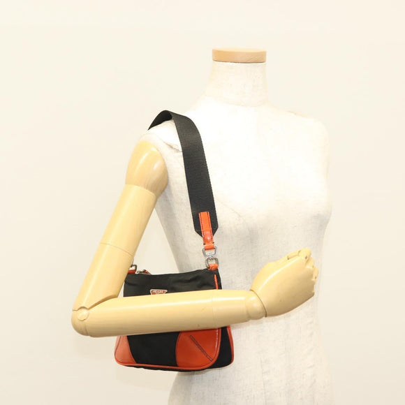 PRADA Shoulder Bag Nylon Leather Black Silver Auth 137443