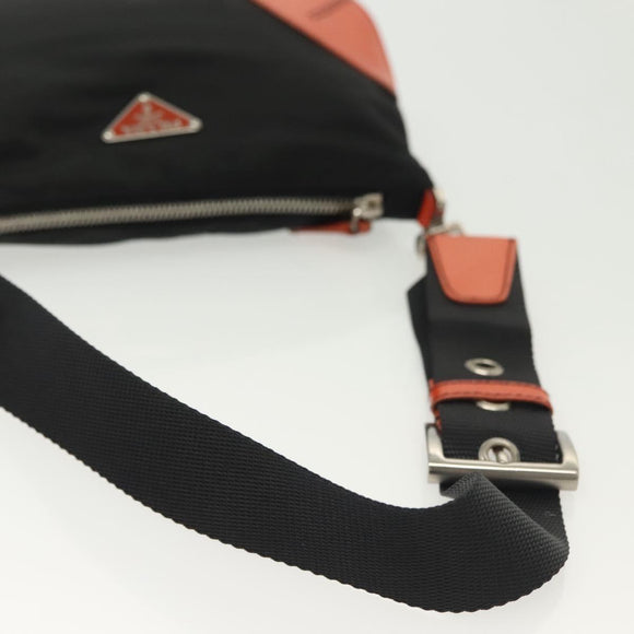 PRADA Shoulder Bag Nylon Leather Black Silver Auth 137443