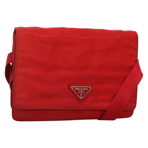 PRADA Shoulder Bag Nylon Red Auth 137444