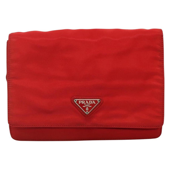 PRADA Shoulder Bag Nylon Red Auth 137444