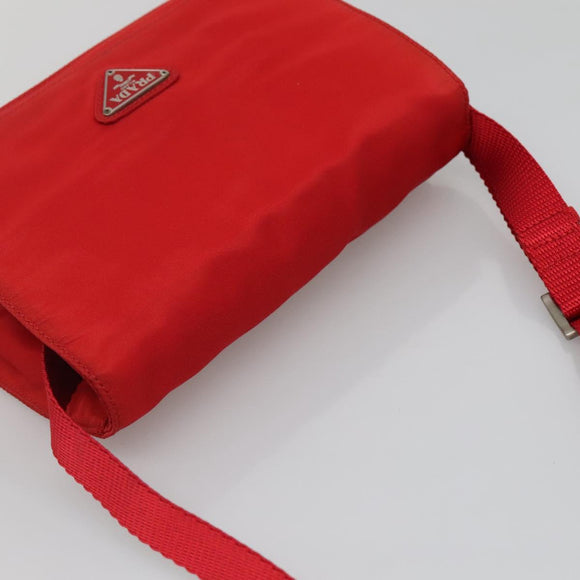 PRADA Shoulder Bag Nylon Red Auth 137444