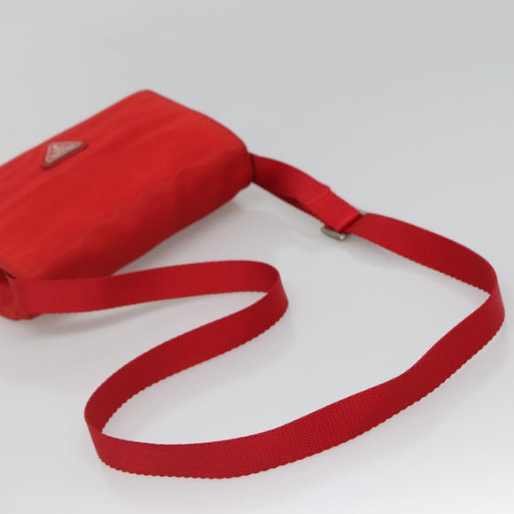 PRADA Shoulder Bag Nylon Red Auth 137444