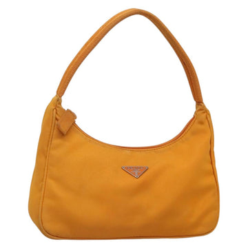 PRADA Hand Bag Nylon Orange Silver Auth 137445