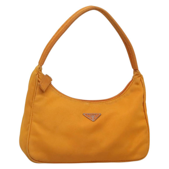 PRADA Hand Bag Nylon Orange Silver Auth 137445