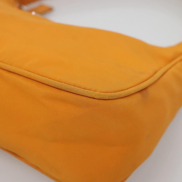 PRADA Hand Bag Nylon Orange Silver Auth 137445