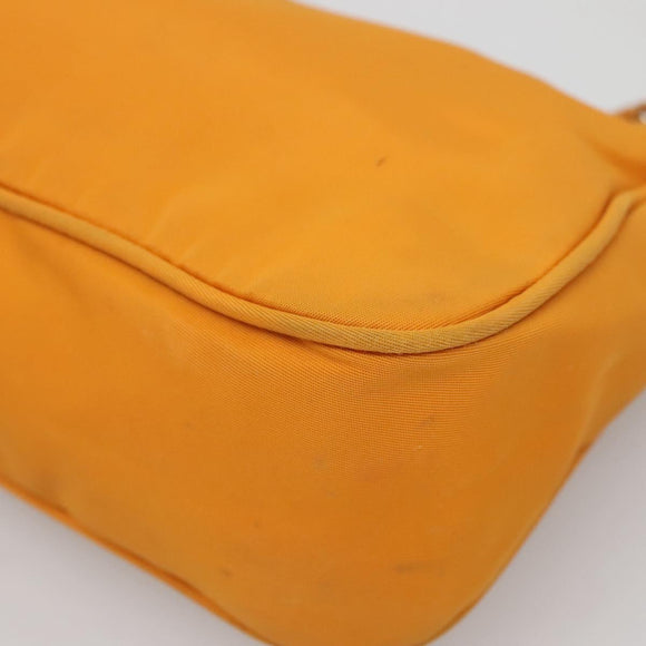 PRADA Hand Bag Nylon Orange Silver Auth 137445