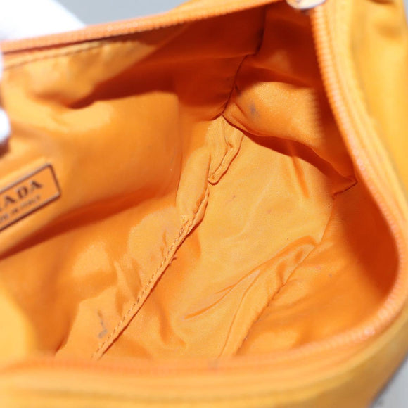 PRADA Hand Bag Nylon Orange Silver Auth 137445
