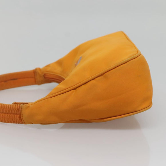 PRADA Hand Bag Nylon Orange Silver Auth 137445