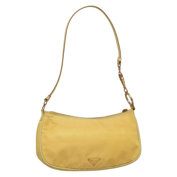 PRADA Shoulder Bag Nylon Yellow Gold Auth 137446