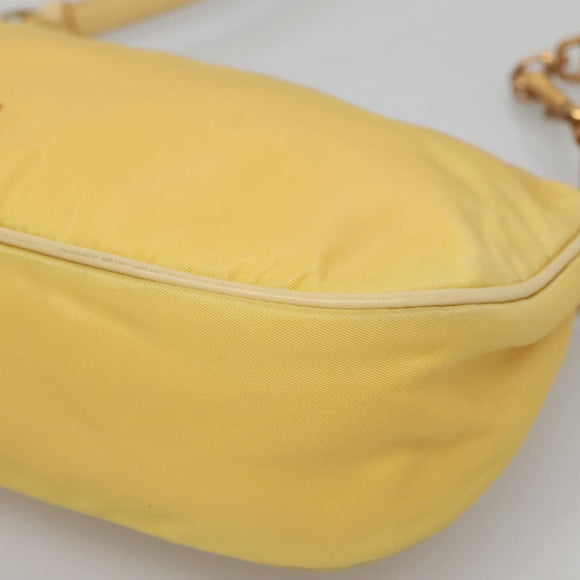 PRADA Shoulder Bag Nylon Yellow Gold Auth 137446