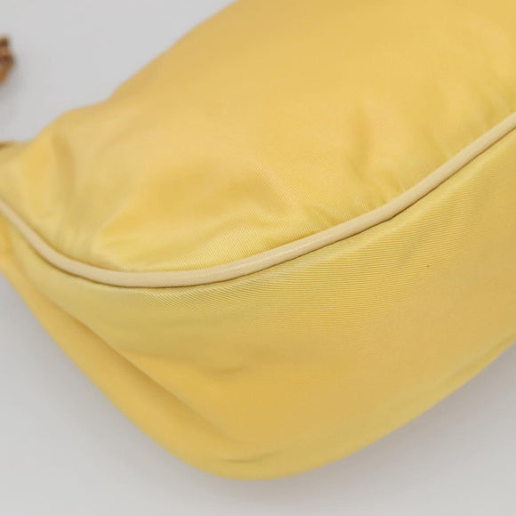 PRADA Shoulder Bag Nylon Yellow Gold Auth 137446