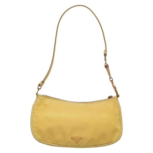 PRADA Shoulder Bag Nylon Yellow Gold Auth 137446