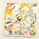 HERMES Carre 90 Scarf ""CA DECOIFFE!"" Silk Beige Auth 137450M-13