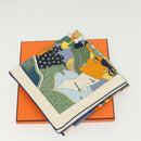 HERMES Carre 90 Scarf ""CA DECOIFFE!"" Silk Beige Auth 137450M-15