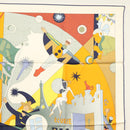 HERMES Carre 90 Scarf ""CA DECOIFFE!"" Silk Beige Auth 137450M-4