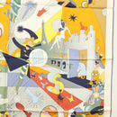 HERMES Carre 90 Scarf ""CA DECOIFFE!"" Silk Beige Auth 137450M-7