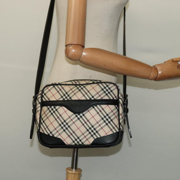 BURBERRY Nova Check Shoulder Bag Canvas Beige Auth 137455