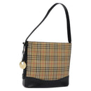 BURBERRY Nova Check Shoulder Bag Canvas Leather Beige Gold Auth 137456-1