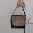 BURBERRY Nova Check Shoulder Bag Canvas Leather Beige Gold Auth 137456-20