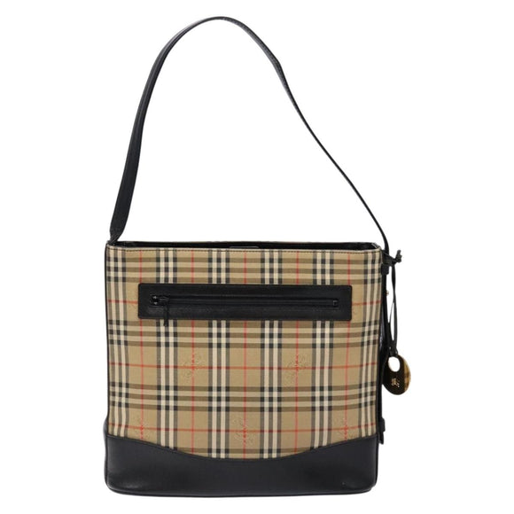 BURBERRY Nova Check Shoulder Bag Canvas Leather Beige Gold Auth 137456
