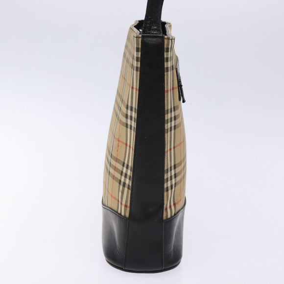 BURBERRY Nova Check Shoulder Bag Canvas Leather Beige Gold Auth 137456