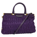 PRADA Hand Bag Nylon 2way Purple Gold Auth 137460-1