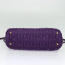 PRADA Hand Bag Nylon 2way Purple Gold Auth 137460-5