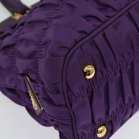 PRADA Hand Bag Nylon 2way Purple Gold Auth 137460