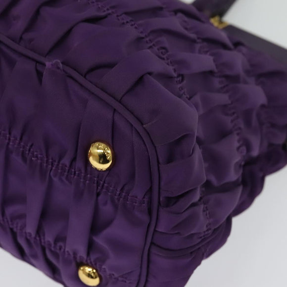 PRADA Hand Bag Nylon 2way Purple Gold Auth 137460