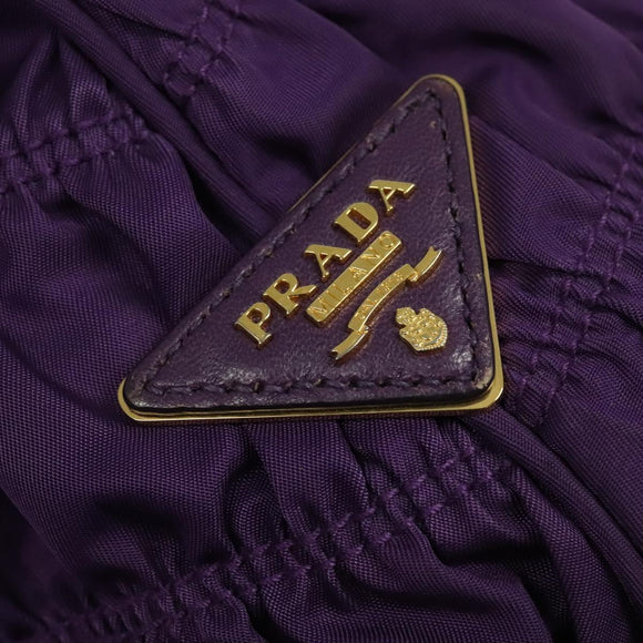 PRADA Hand Bag Nylon 2way Purple Gold Auth 137460