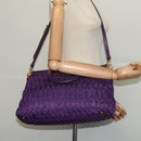 PRADA Hand Bag Nylon 2way Purple Gold Auth 137460-26