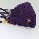 PRADA Hand Bag Nylon 2way Purple Gold Auth 137460-3
