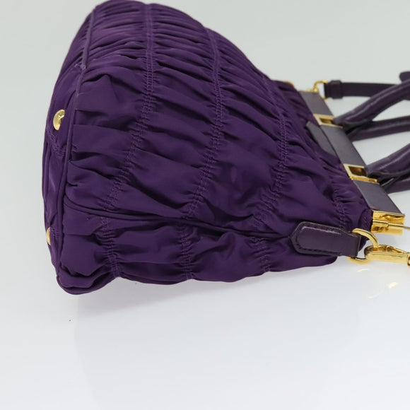 PRADA Hand Bag Nylon 2way Purple Gold Auth 137460
