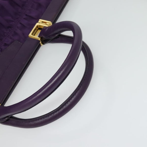 PRADA Hand Bag Nylon 2way Purple Gold Auth 137460