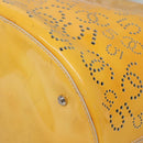CHANEL punching Tote Bag Patent leather Yellow Silver CC Auth 137464-9