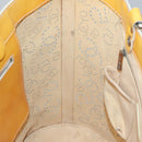 CHANEL punching Tote Bag Patent leather Yellow Silver CC Auth 137464-19