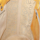 CHANEL punching Tote Bag Patent leather Yellow Silver CC Auth 137464-20